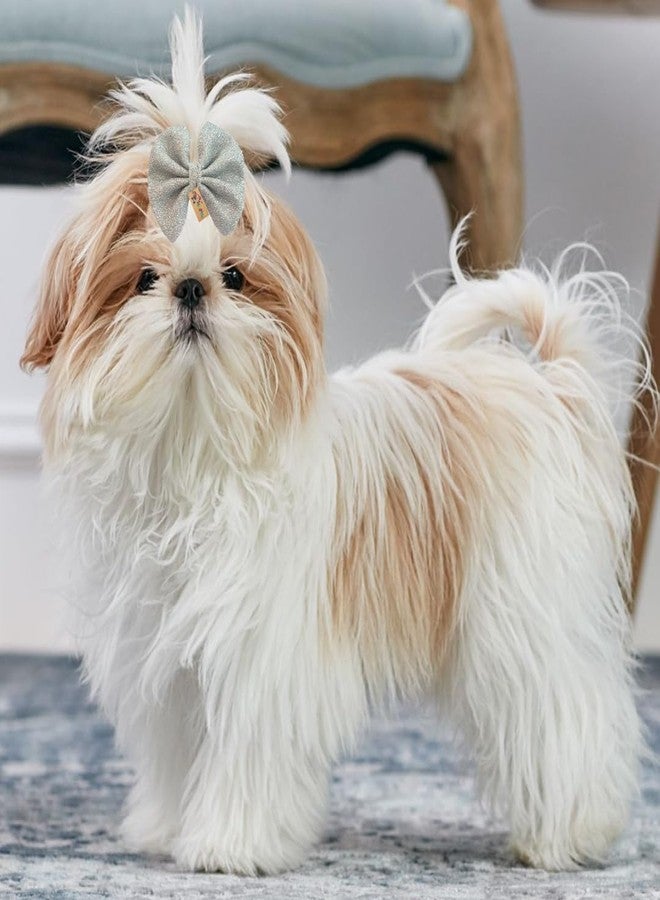 Western Era Dog Glitter Bow Hair Clip | Stylish & Sparkly Pet Accessory for Small, Medium & Large Dogs | Secure Hold | Grooming, Photoshoots, Birthdays & Occasions | Fashionable & Easy to Use (Silver) - Image 2